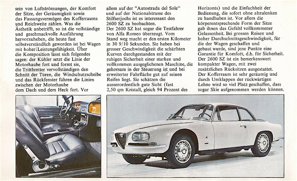 1964 Alfa Romeo 2600 SZ Brochure Page 3